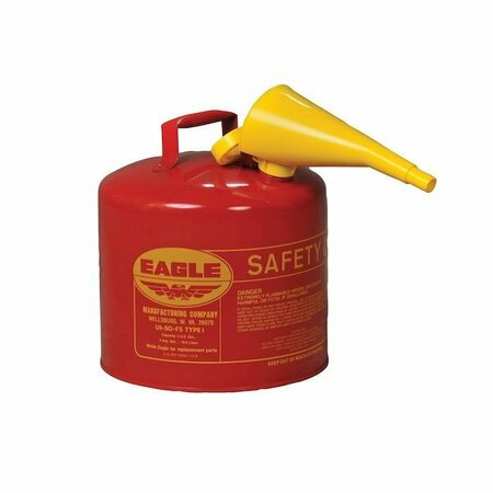 EAGLE SAFETY CANS, Metal - Red w/F-15 Funnel, CAPACITY: 5 Gal. UI50FS